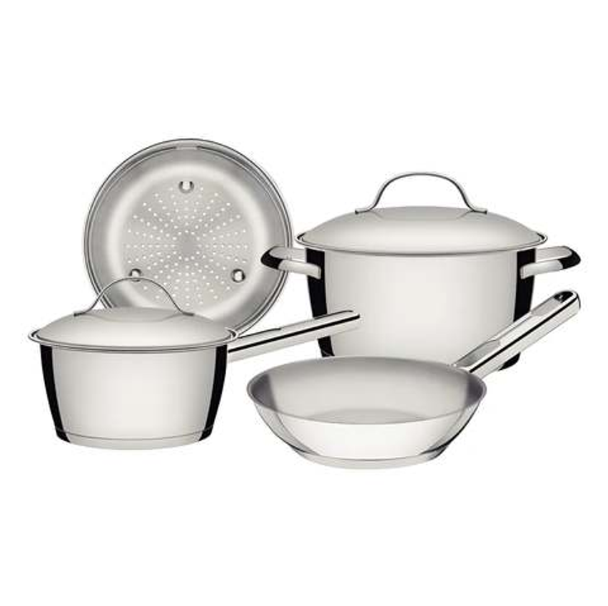 Jogo De Panelas Inox Fundo Triplo Allegra 4 Peças Tramontina