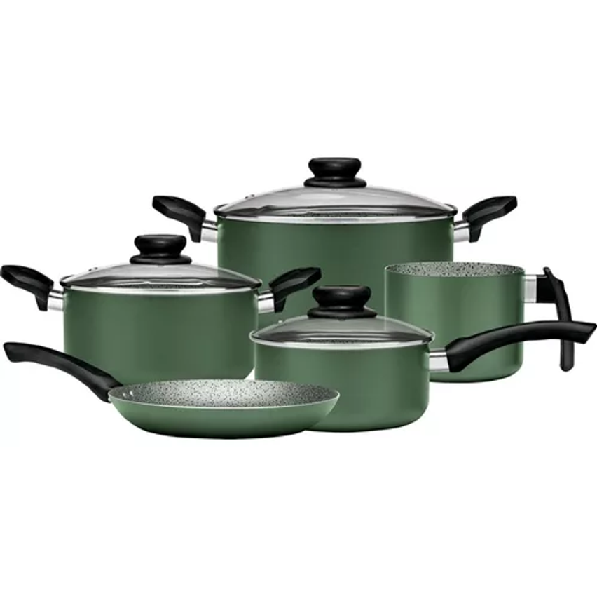 Jogo De Panelas Aluminio Antiaderente 5pçs Maximum Stone Verde Panelux