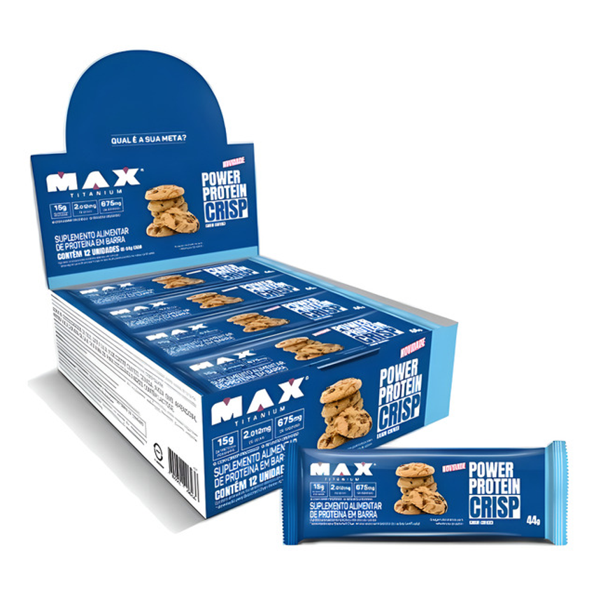 Power Protein Crisp 12un De 44g Cookies - Max Titanium Sabor Cookie