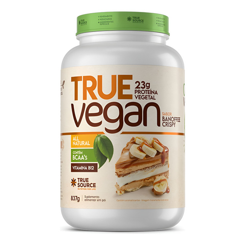 True Whey Vegan 837g Sem Lactose Protein Vegetal True Source Sabor Banoffee - O R I G I N A L