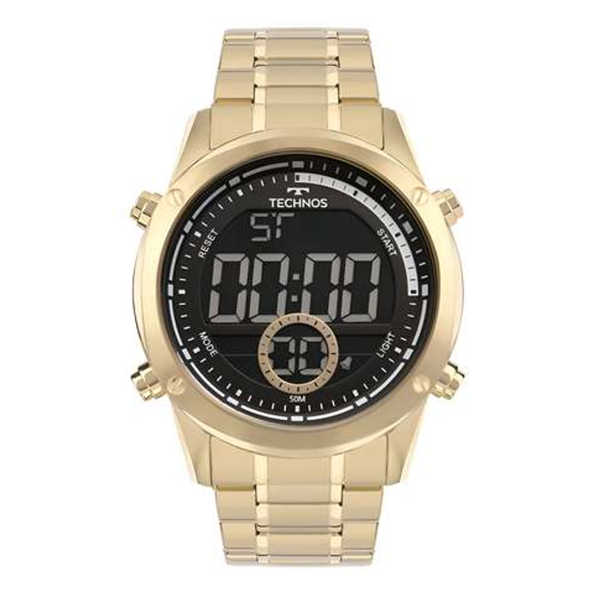 Relógio Technos Masculino Digital Dourado - Bj3463ab/1d Cor do fundo Preto
