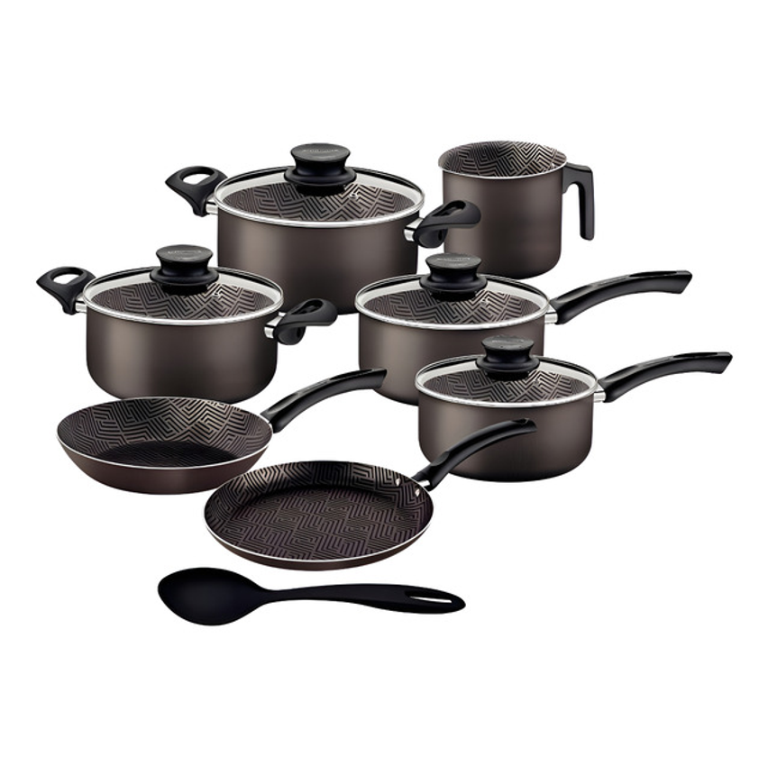 Jogo De Panelas Tramontina Paris Chumbo 7 Peças + Colher