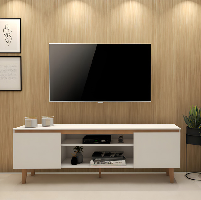 Rack Tv Sala Home Estante Organizador Multiuso White Madeira Cor Branco