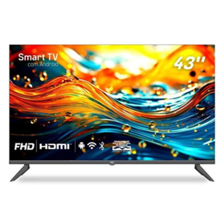 Smart TV HQ 43" Full HD tela sem bordas Android 12 design Slim HQS43NKHM