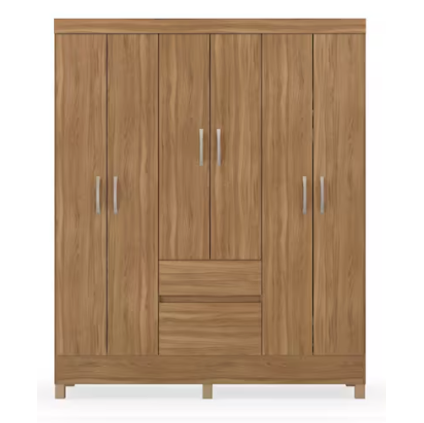 Guarda-roupa Casal Flash Ii 6 Portas 2 Gavetas Amêndola Touch - Demóbile - Marrom