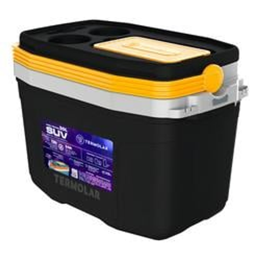 Caixa Termica Suv Cooler Com Alça 20 Litros Praia Pesca Camping Cor Preto E Amarelo Termolar