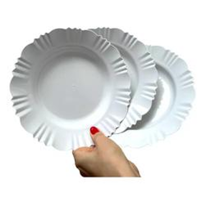 50 Prato Plástico Merenda Refeição Lanche Infantil Escolar