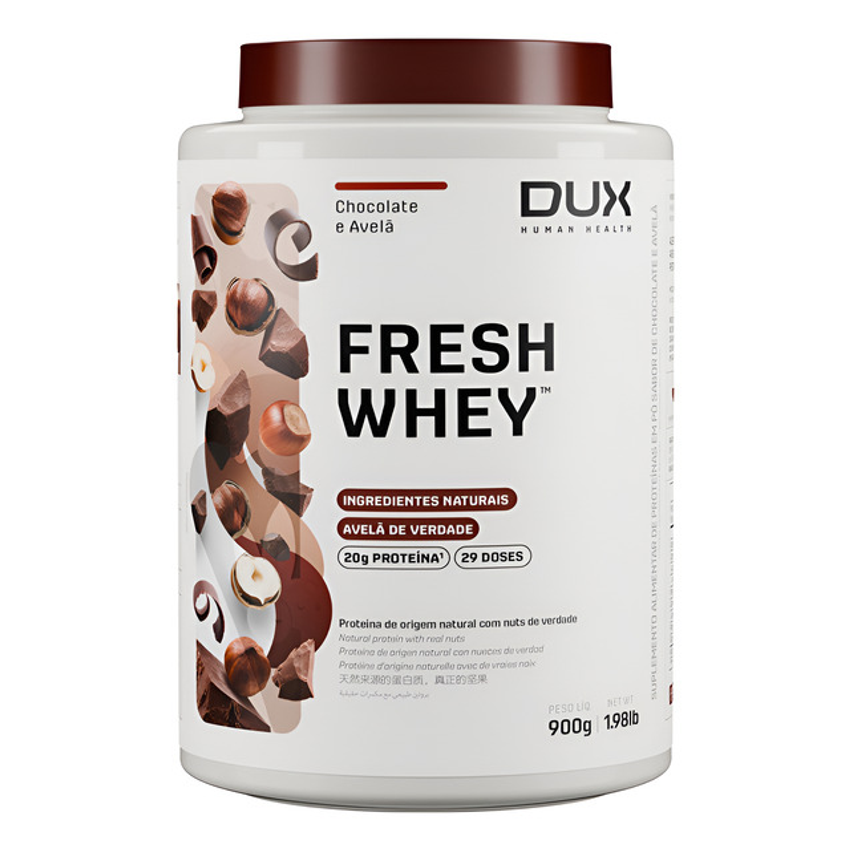 Fresh Whey Chocolate E Avelã Sabor Chocolate Belga E Avelã - Dux Human Health - Pote 900g