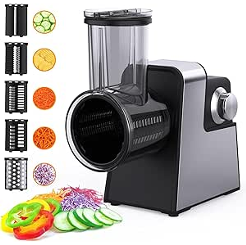 Fatiador de Legumes, Ralador Elétrico 5 em 1 Profissional Cortador de Legumes Eletrico, 300W, Aço Inoxidável, Ralador de Legumes Eletrico, 220v