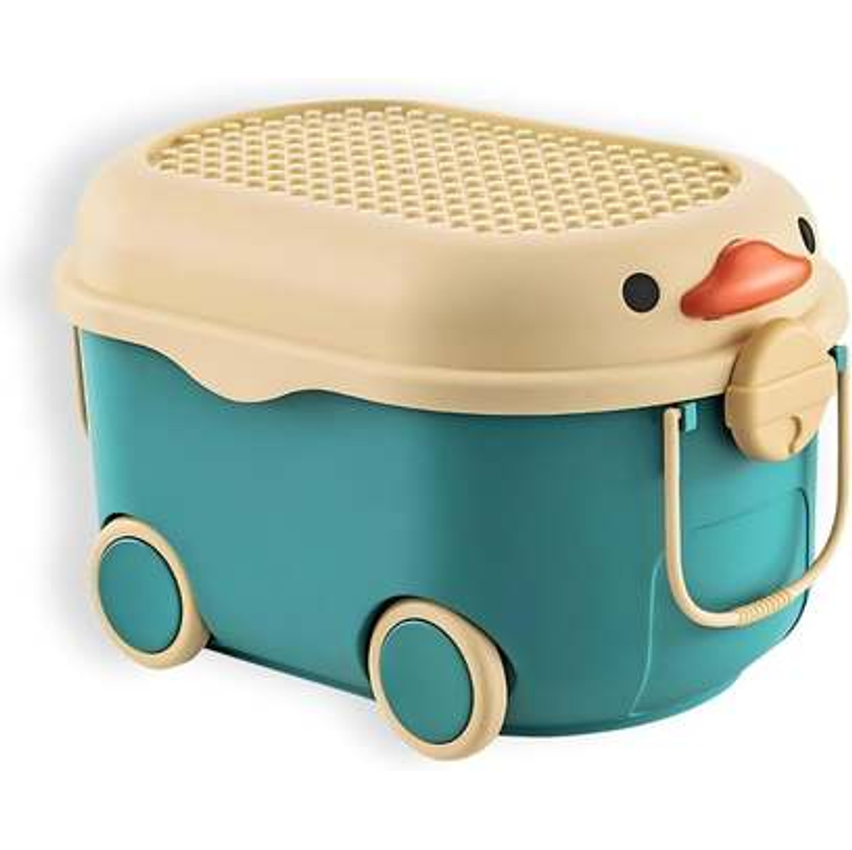 Sem Bagunça - Caixa Organizadora Infantil - Cesto Organizador Decorativo Ideal para Brinquedos, Roupas e Acessórios. Modelo: Caminhão, Pato, Urso, Porco e Pinguim (Pato G Azul)