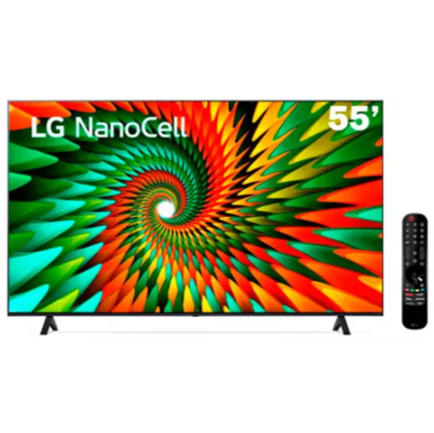 Smart TV 55" 4K LG NanoCell 55NANO77SRA Bluetooth ThinQ AI Alexa Google assistente Airplay 3 HDMI