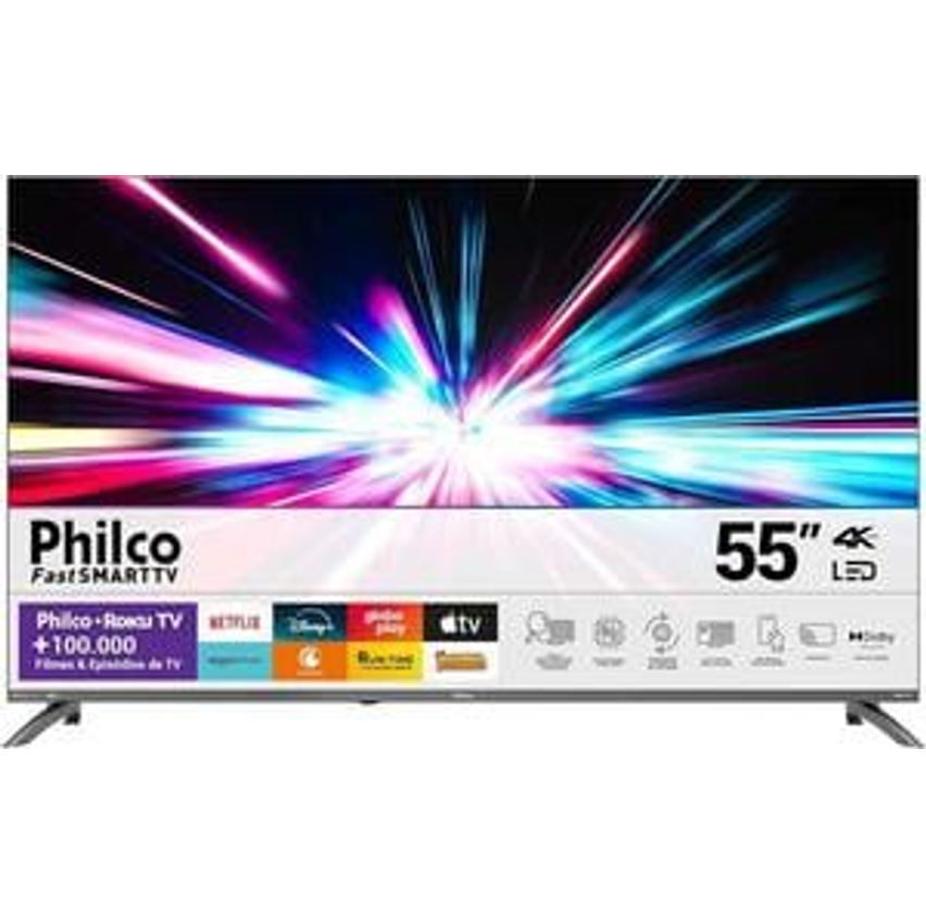 Smart Tv 55 Philco 4k Uhd Led Roku Tv Dolby Audio P55cra