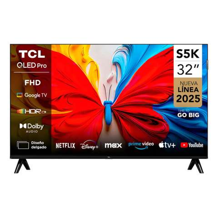 Smart TV TCL 32 Polegadas HD QLED S5K WiFi Bluetooth Google TV 2 HDMI HDR10 Dolby Audio 32S5K