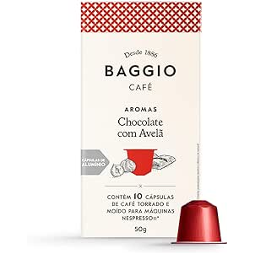 Baggio Café Cápsulas De Café Aroma Chocolate Com Avelã Compatível Com Nespresso Contém 10 Cápsulas