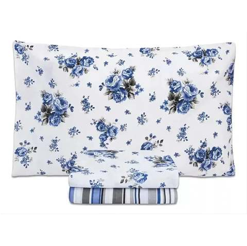 Jogo Lençol Casal Padrão Box 400 Fios Toque Aveludado 3 Pçs