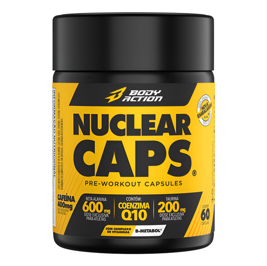 Bodyaction - Nuclear Rush Caps Cafeína B Alanina Boro Taurina Coq-10 Sabor Sem Sabor