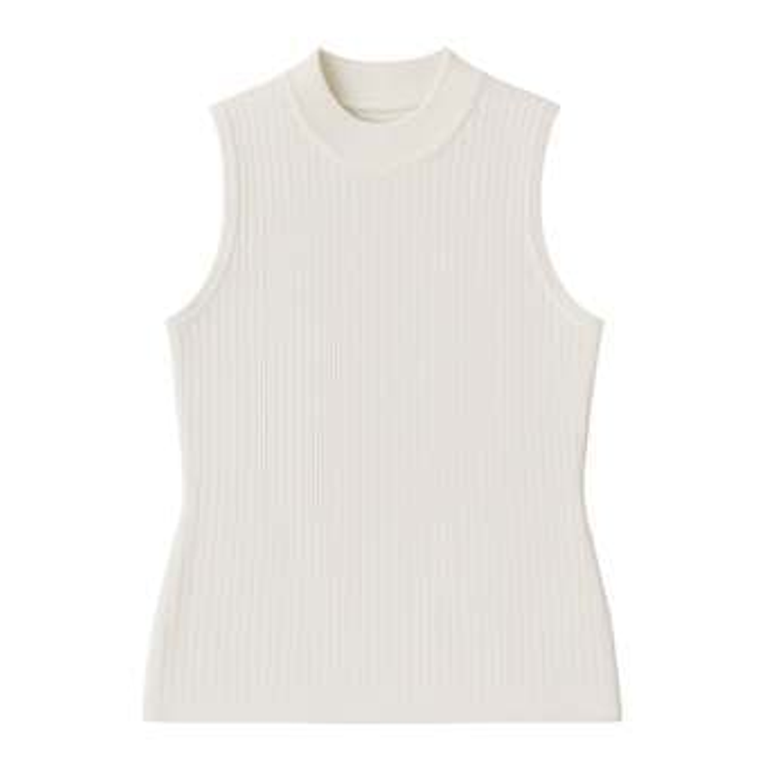 Regata Básica Feminina Em Malha Canelada Gola Alta Hering