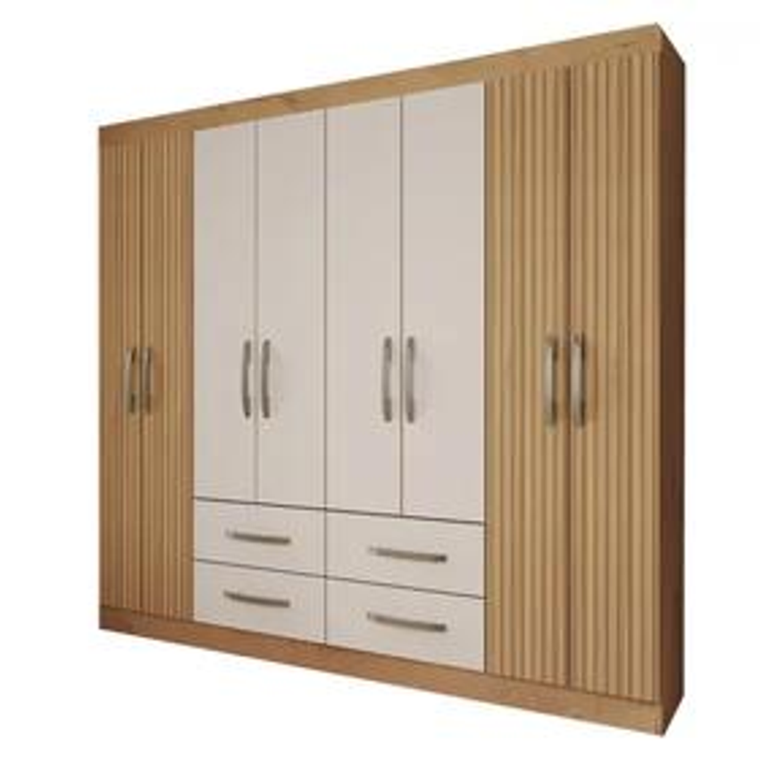 Guarda-Roupa Casal Colosseo 8 Portas 4 Gavetas Canelato/Natura - Panorama Móveis