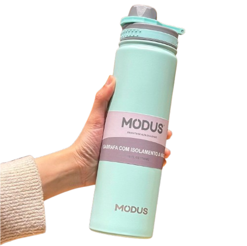 Garrafa de Água Térmica em Aço Inoxidável 750ml com Sistema Antivazamento e Alça em Inox (Roxo)