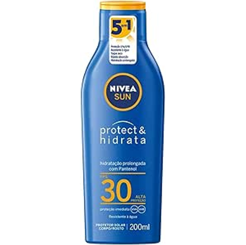 NIVEA SUN Protetor Solar Protect & Hidrata FPS 30 200ml - Com toque seco, rápida absorção e resistente à água, esse protetor solar oferece alta proteção ao sol e promove hidratação à pele