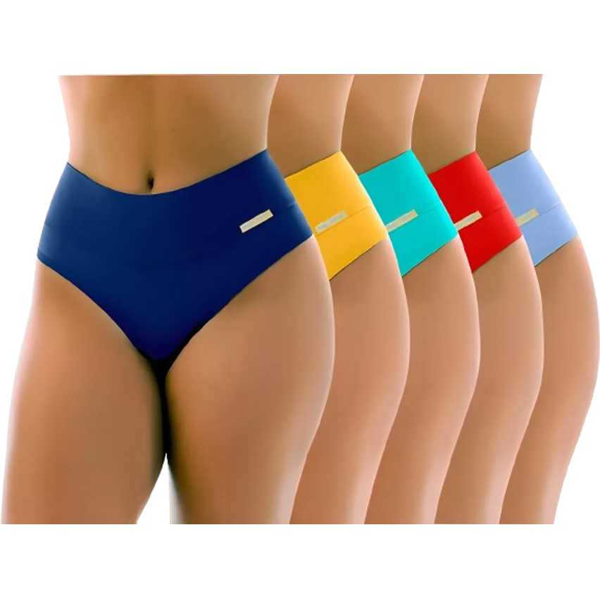Kit Com 5 Lindas Calcinha Cós Alto Cores Atacado Revenda