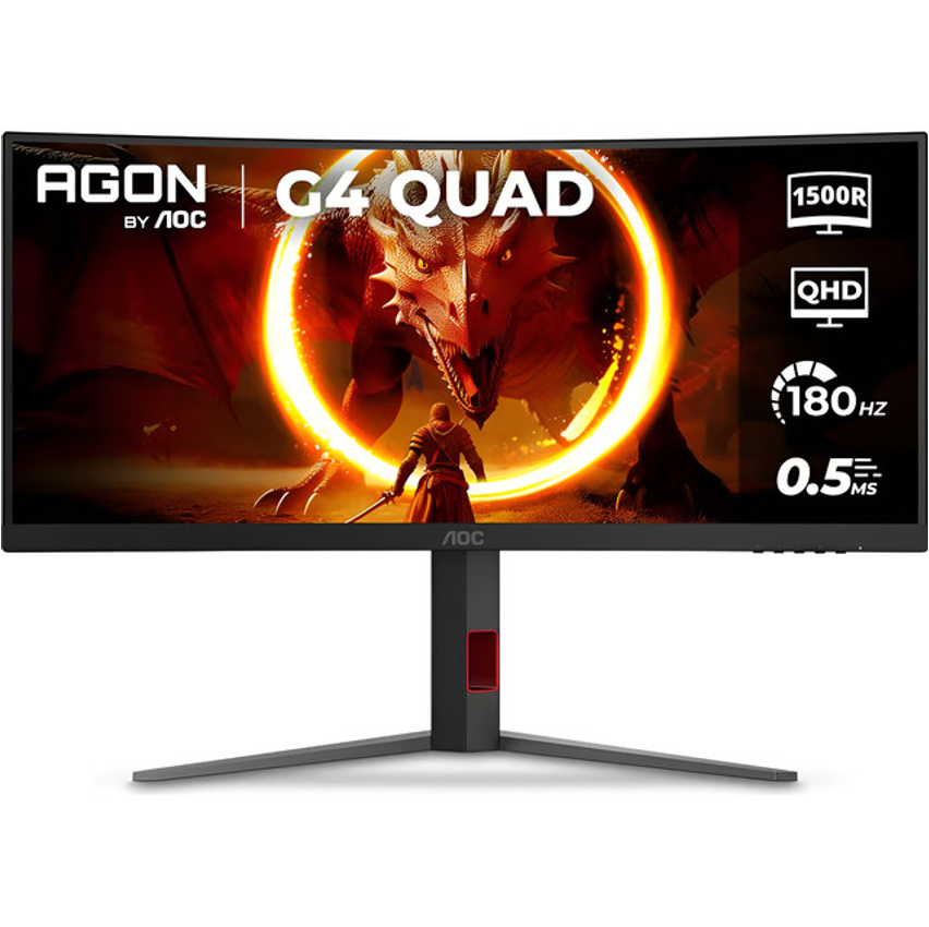 Monitor Gamer Aoc Curvo U34g4c/57 Wqhd/180hz/34`` - Preto/cinza