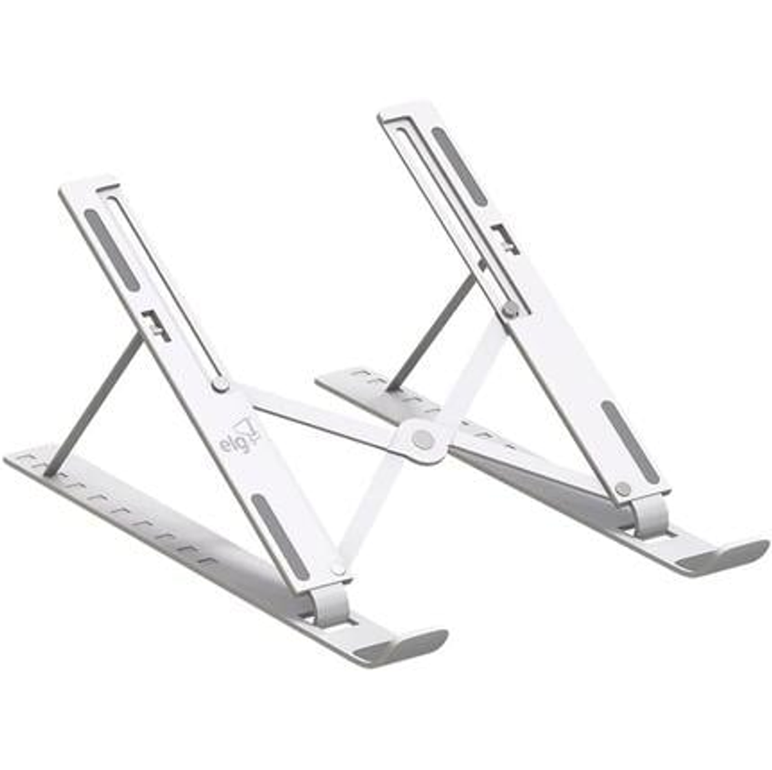Suporte de Mesa Portátil para Notebook/Laptop de 10" a 17,3", 10 Níveis de Regulagem, Dobrável, Inclui Bolsa de Transporte, Branco, NTB8520W, ELG