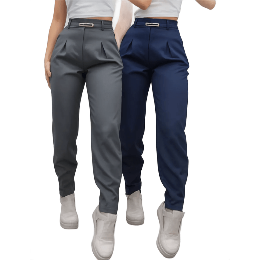 Kit 2 Calças Alfaiataria Feminina Cenoura Casual Social