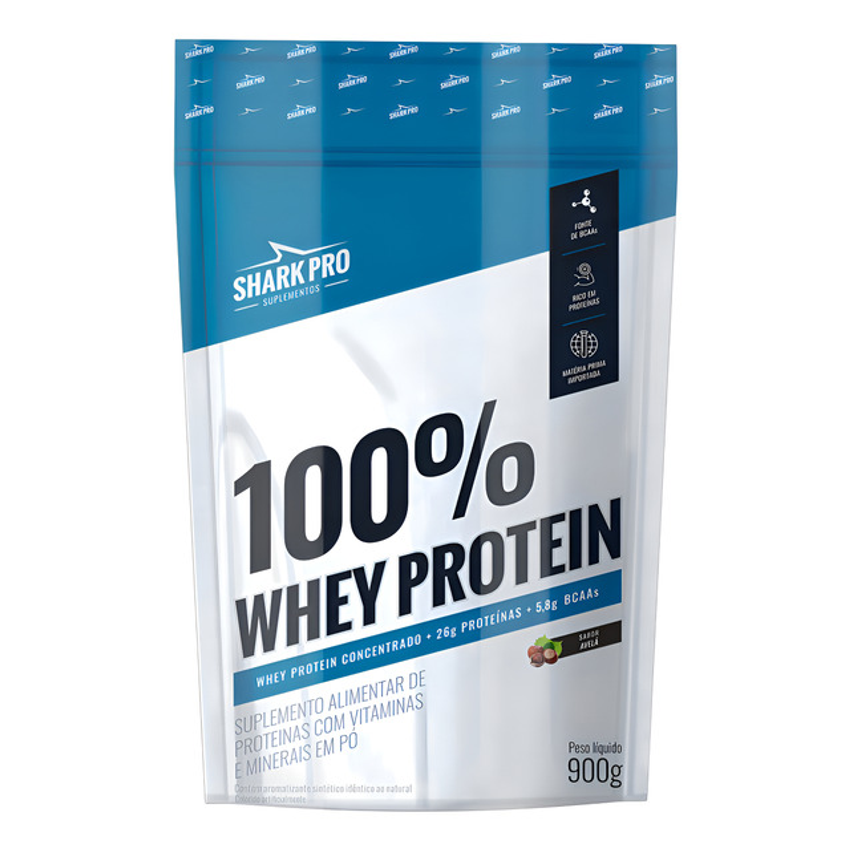 100% Whey Protein Conc Refil 900g Grow Soldiers - Shark Pro Sabor Avelã