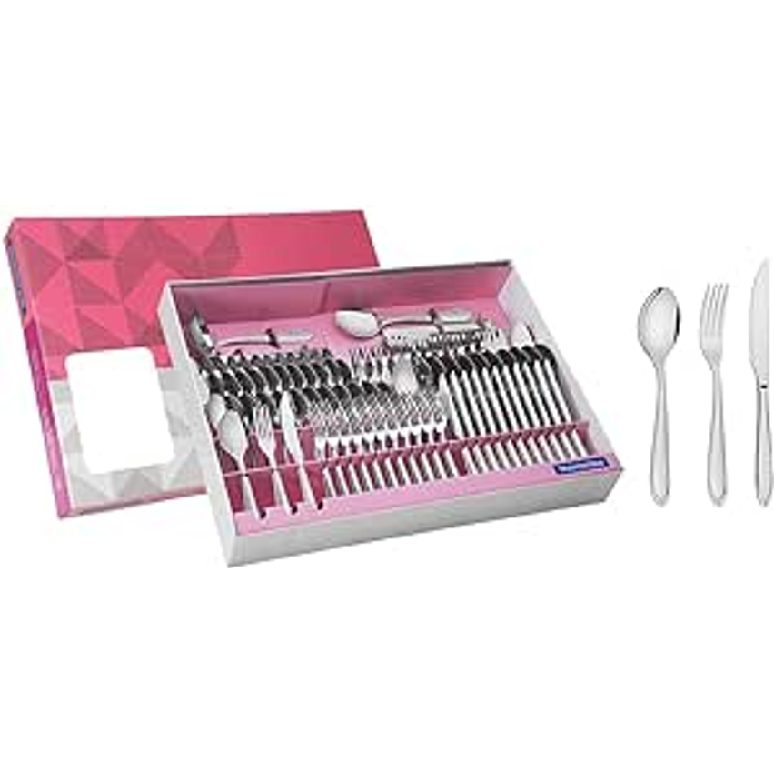 Faqueiro Aço Inox Com Faca Para Churrasco 91 Peças Tramontina Laguna Prata