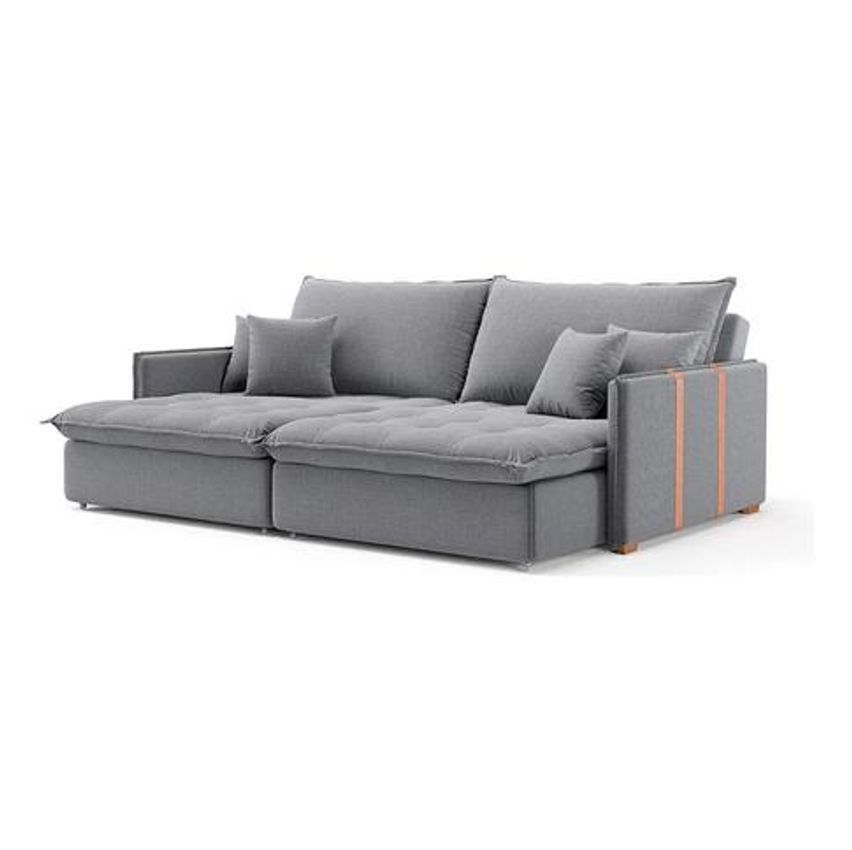 Sofá Retrátil Sem Caixa 3 Lugares Solomons Linho Cinza