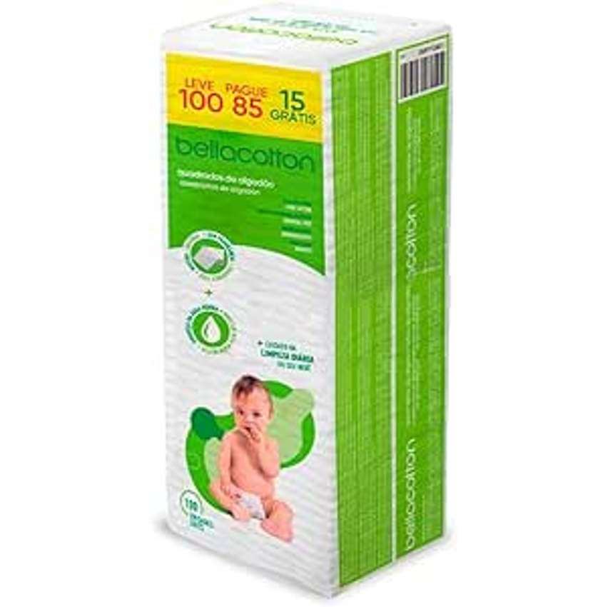 Bellacotton Algodao Quadrado Baby 100 Un. (Lv100Pg85)