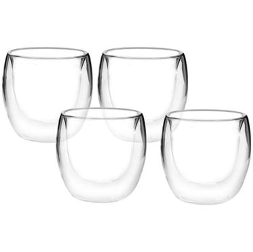 Jogo de Copos de Vidro de Café Parede Dupla 80ml 4 Peças Haus Concept Inspire