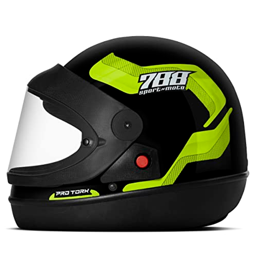 CAPACETE FECHADO PRO TORK SPORT MOTO 788 PRETO - AMARELO TAM. 60