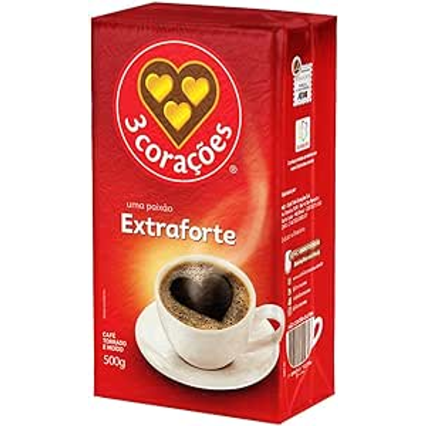 3 Corações Café Torrado E Moído Extra Forte, 500g Vácuo