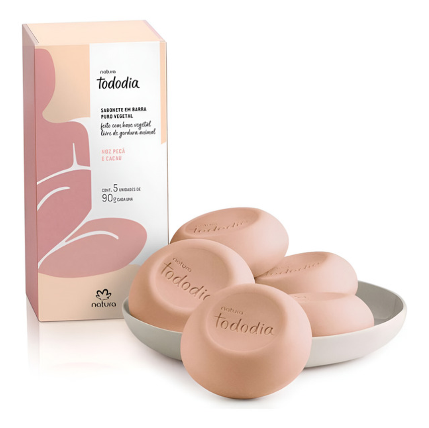 Sabonete Natura Tododia Noz Pecan E Cacau Em Barra 5 Unidades 90g Cada