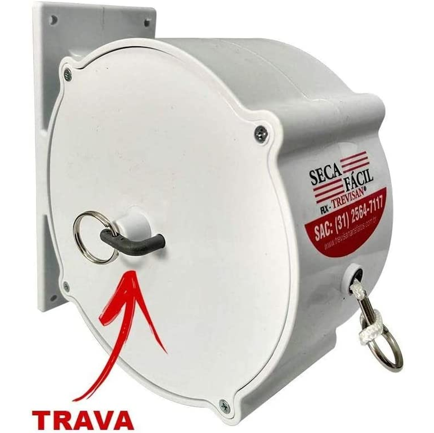 Varal de Parede Trevisan Automático Recolhível Branco 30M