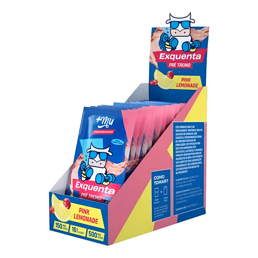 Exquenta +mu Pré-treino Pink Lemonade 15 Sachês Com 20g