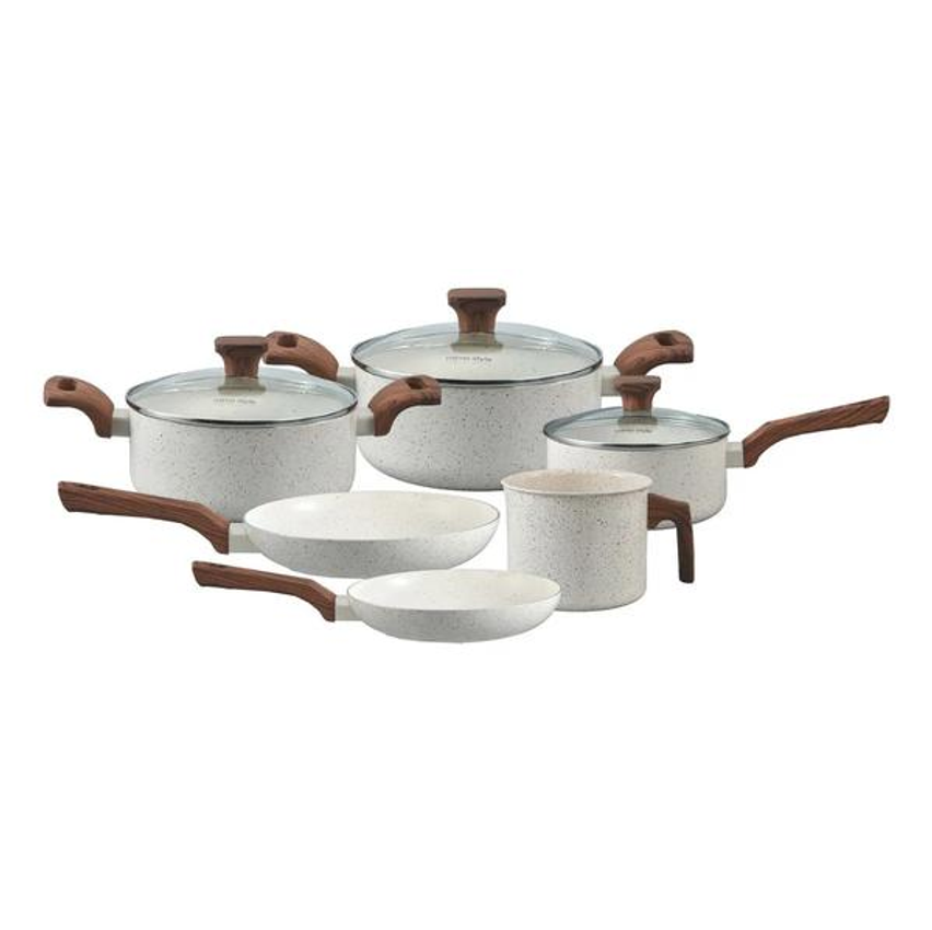 Mimo Style, Conjunto De 6 Panelas Pratic Cook Marmol Compatível Com Fogão Por Indução