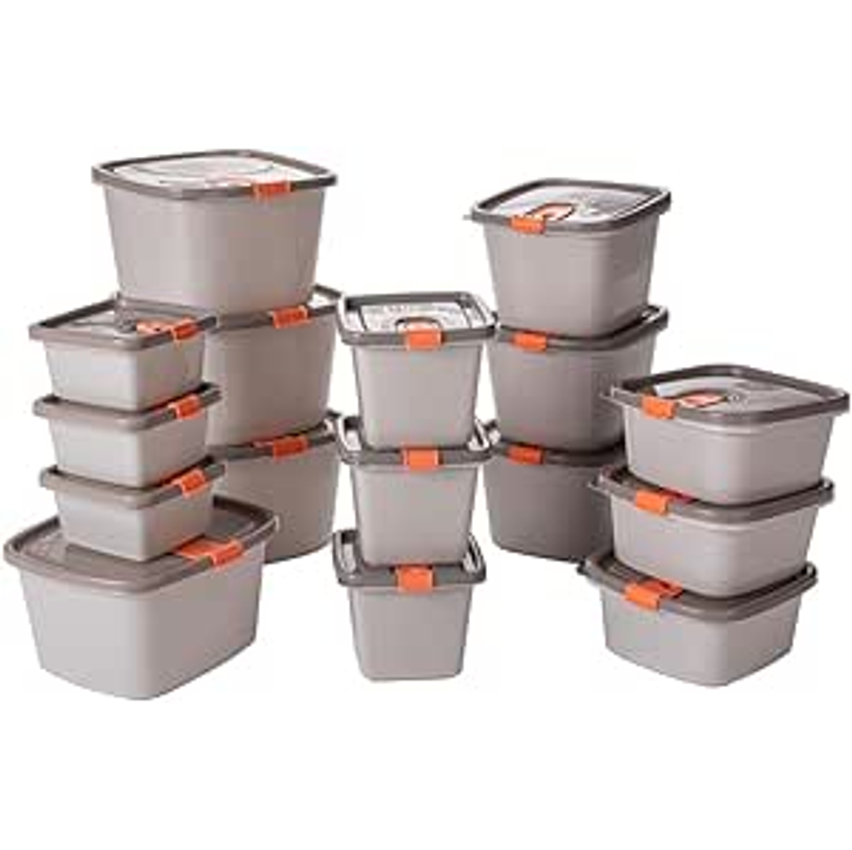 Conjunto De 16 Potes Com Tampa Fixa E Trava, Plasútil