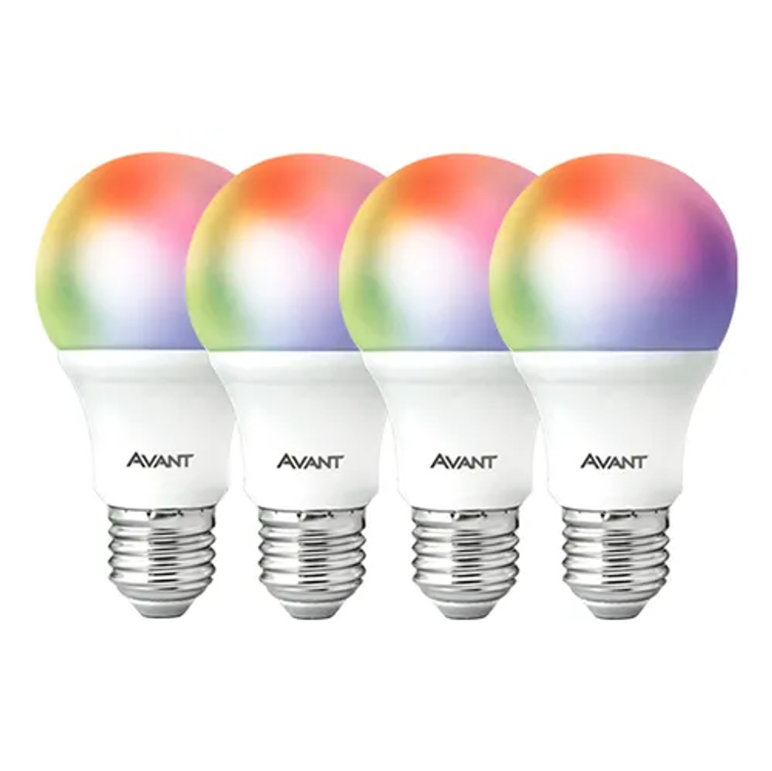 Kit 4 Lampadas Led Smart Inteligente Wi Fi Alexa Google 10w Rgb E27 Avant Neo