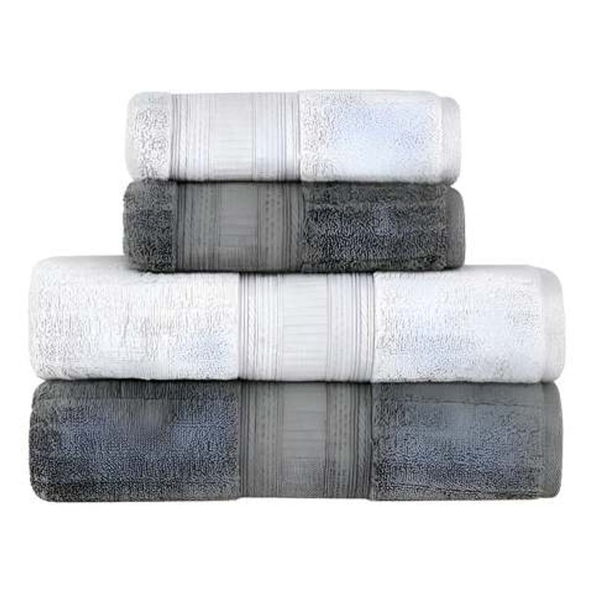Jogo De Toalhas Buddemeyer Atena Fio Penteado Banho Cinza/cinza Claro 4 Peças