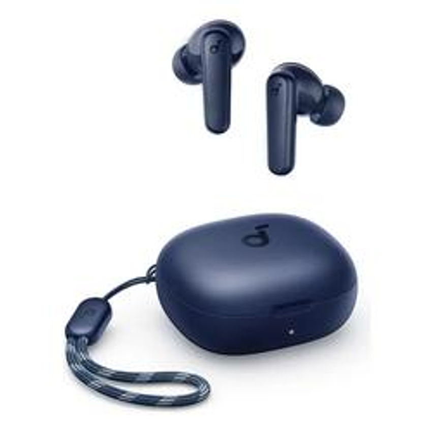 Fone de Ouvido Soundcore P20i Bluetooth 5.3 Grave Potente Drivers 10mm 30h Bateria Carregamento Rápido App Personalização De Som Via App IPX5 2 Mics IA para Chamadas Claras Case Compacto Cor Azul