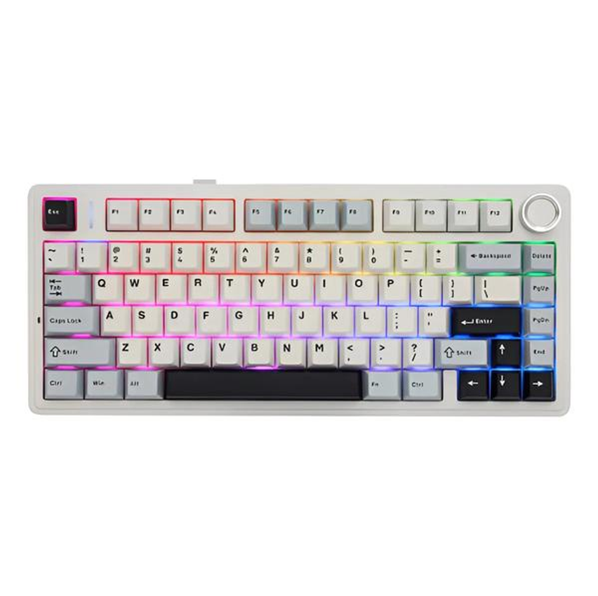 Teclado Mecânico Epomaker Aula F75 Azul Rgb Ansi Inglês Us