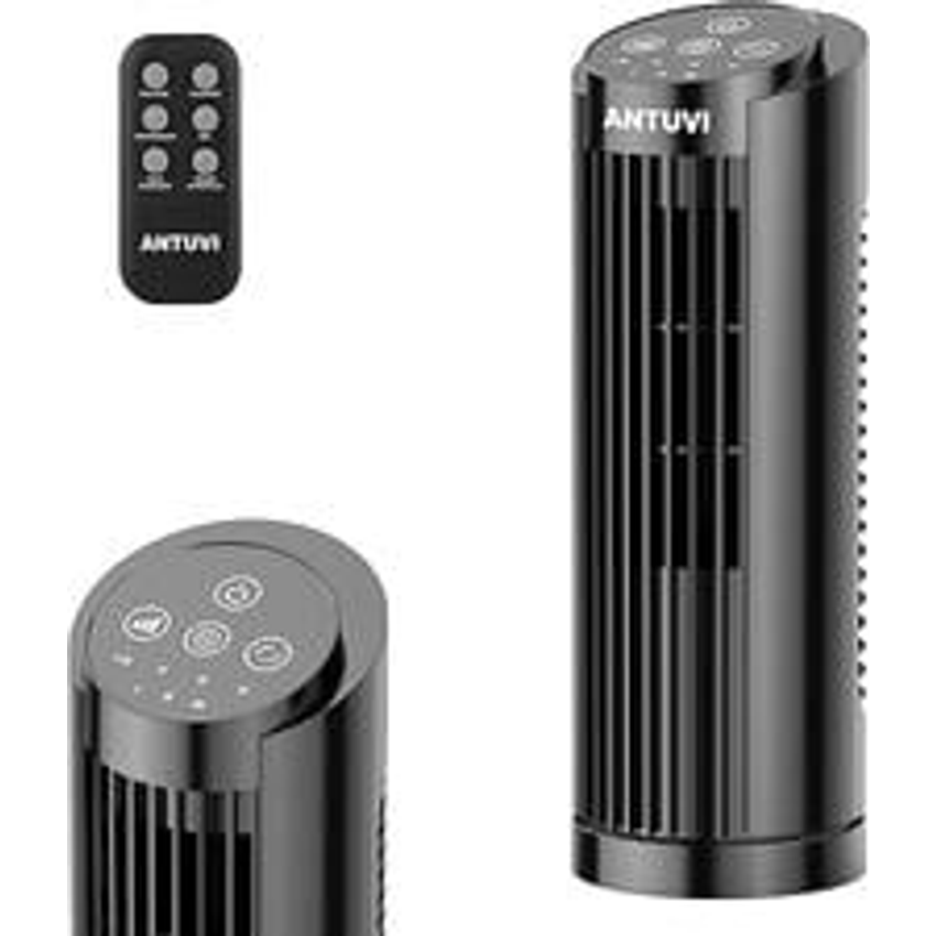 Ventilador da Torre Mini 32cm/13'', Ventilador de Secretária, Controle Remoto, Velocidade Ajustável, Temporizador, Economia de Energia, Preto 220V