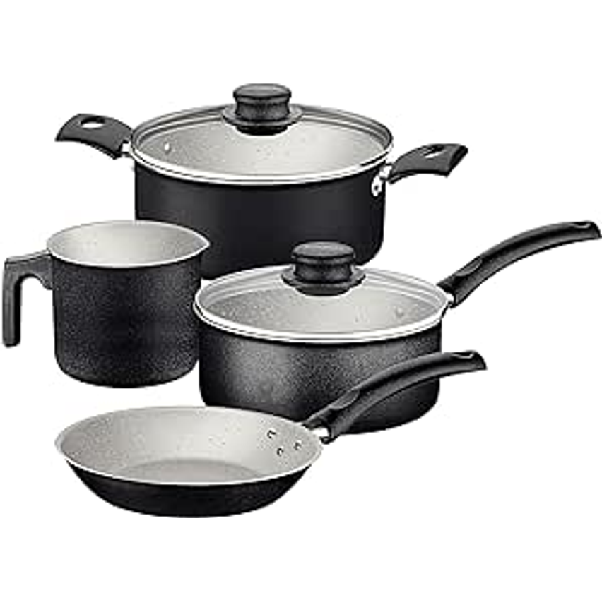 Jogo De Panelas Tramontina Turim Em Aluminio Com Revestimento Interno E Externo Em Antiaderente Starflon Max Preto 04 Peças