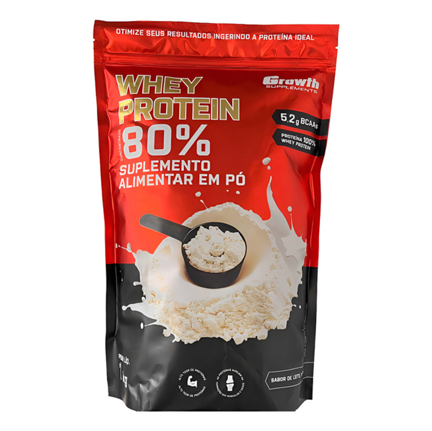 Whey Concentrado 80% Whey Protein - Growth Supplements Sabor Leite Em Pó