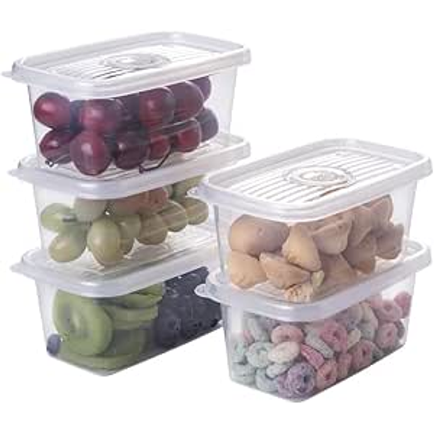 Plasútil Pop - Conjunto de Potes Retangulares com 5 Unidades, 380 ml cada