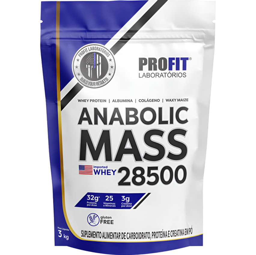 Hipercalórico Anabolic Mass 28500 3kg - Profit Labs Sabor Leite Ninõ