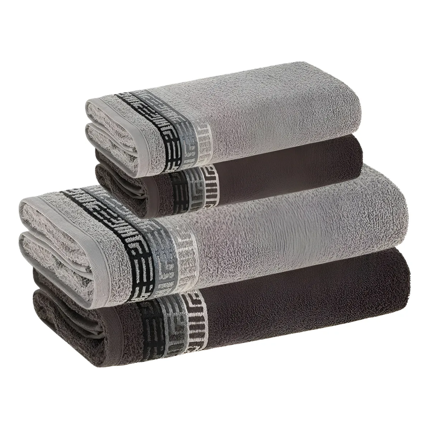 Jogo De Toalhas 4 Pçs Fio Cardado 100% Algodão Bosco Karsten Azul Serena/ Azul Naval Bosco